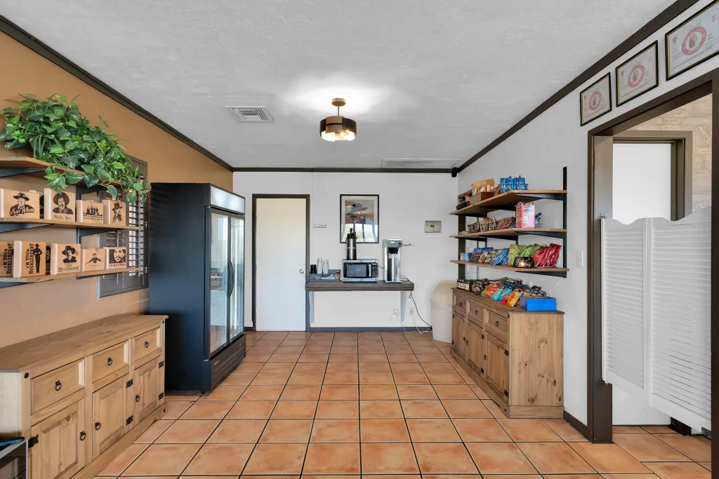 Complimentary snack station at Lookout Lodge Tombstone – amenity for guests enjoying historic Wild West lodging near O.K. Corral