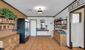 Complimentary snack station at Lookout Lodge Tombstone – amenity for guests enjoying historic Wild West lodging near O.K. Corral
