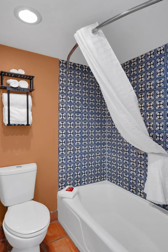 Elegant Victorian-style bathroom in the Ladies room at historic Lookout Lodge Tombstone, Arizona guest suite